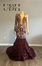 Custom Burgundy Sequin Mesh Prom Dress With Stretch, Size S/M  Dress Prom2023