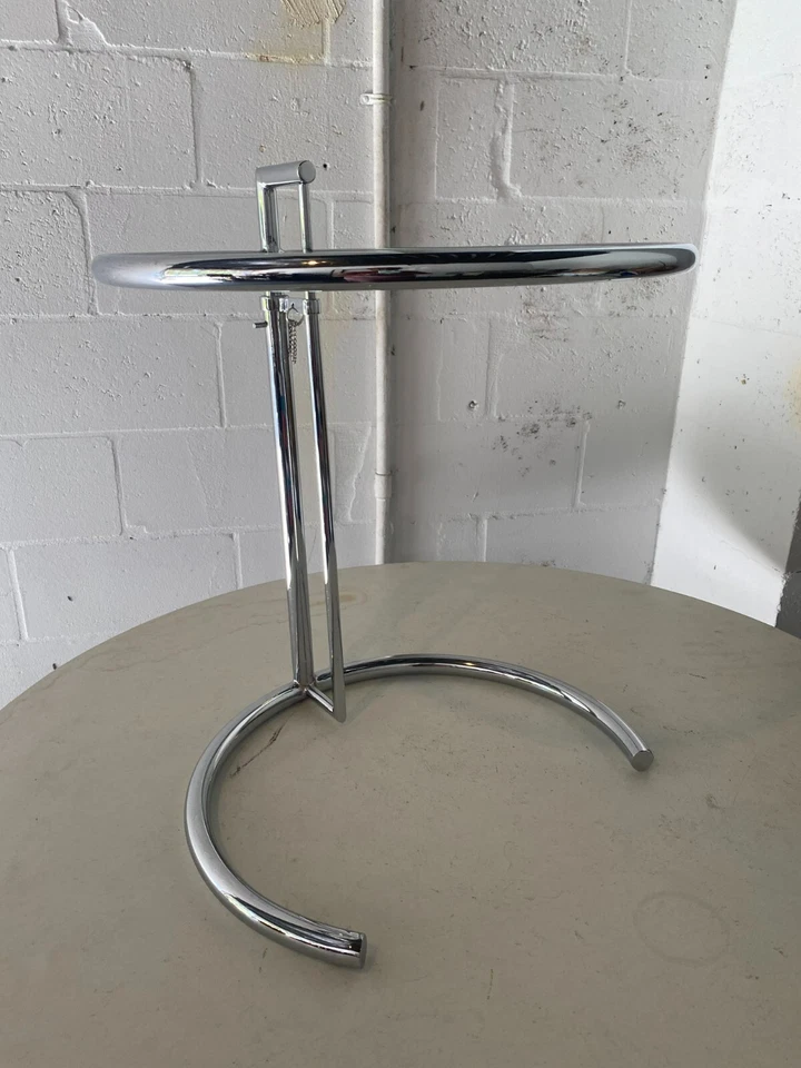 Eilleen Gray Style Chrome Round Glass Top Side Table 20.5 X 23 Inches - Image 4 of 4