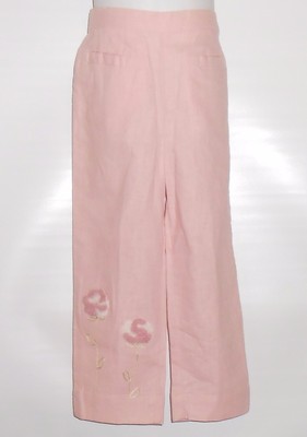 Eagle's Eye Mini Girls Linen Blend Embellished Ankle Length Pants Pink Four (4) 
