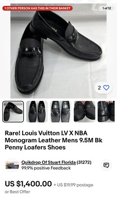 Authentic Louis Vuitton LV X NBA Monogram Leather Loafers Sz 5,5 EU 39,5 US  9,5