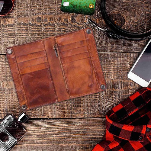 Handmade Wrinkle Wallet,Cow Leather Mens Wallets,Retro Leather Money Clips,3082 - Picture 6 of 8