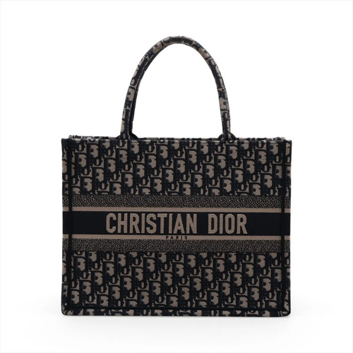 Christian Dior Oblique Book Tote Medium canvas Tote bag Navy Blue