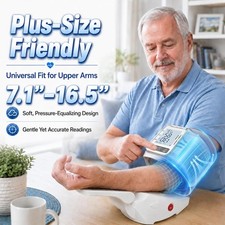 Easy Blood Pressure Monitor for Seniors Large Arm 7.1-16.5' One-Touch No Cuff BP