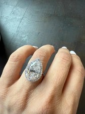 5.30Ct IGI Pear Cut EF-VS1 Lab Grown Diamond Halo Engagement Ring 14K White Gold