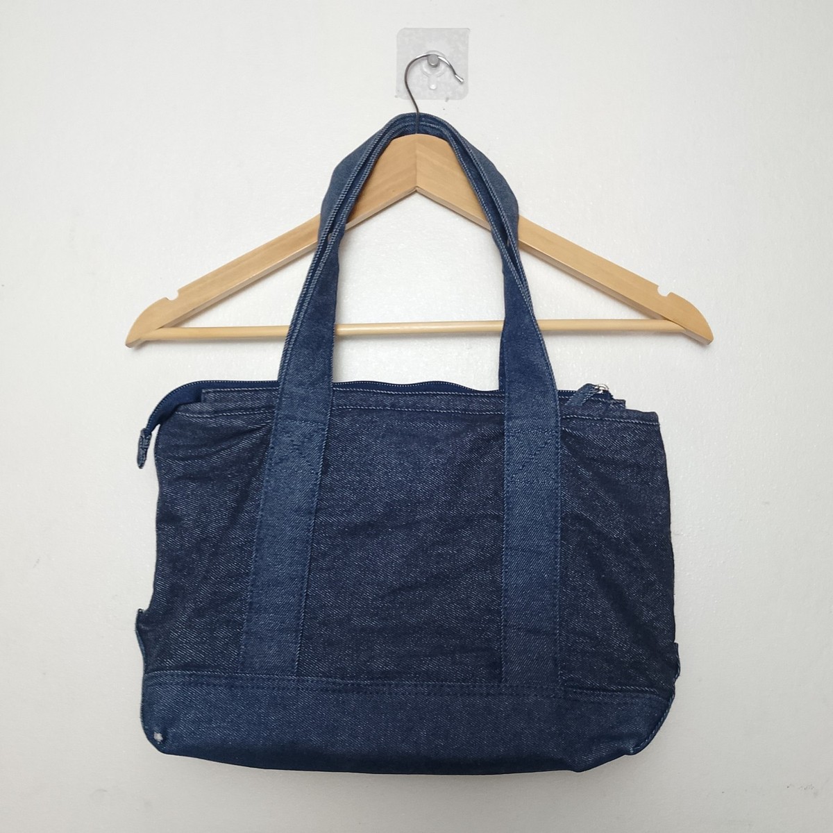 Polo Ralph Lauren Denim Tote Bag Navy Blue Embroidered Big Pony