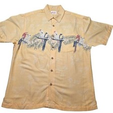 Mens Size M Yellow Tropical Parrot Cockatoo Hawaiian Aloha Shirt Cruise Travel