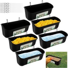 6 PCS Black Goat Feeder Hanging Pig Feeder W/ Clips 5 Quart Chicken Feeder