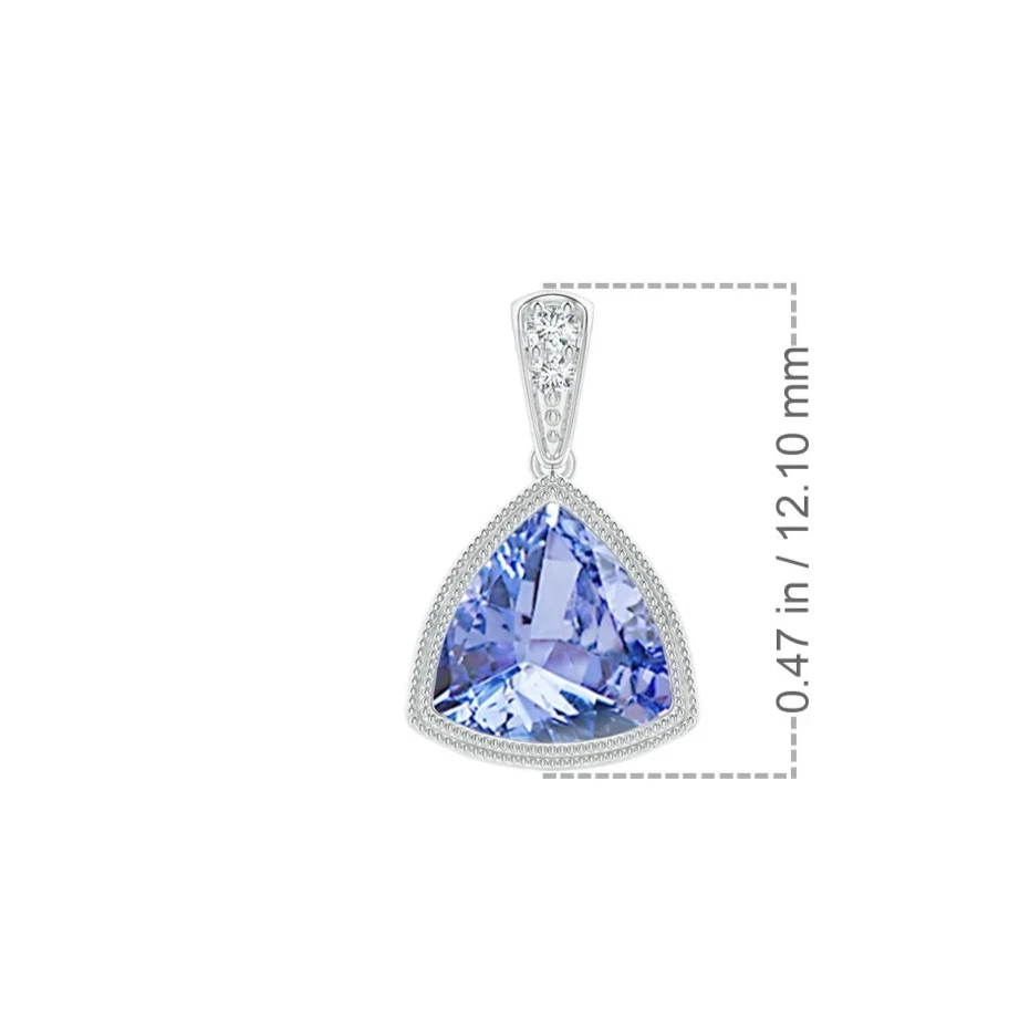 14k Solid Gold Tanzanite & Diamonds Pendant Trillion Cut 0.81 Ctw Christmas Gift - Image 4 of 4