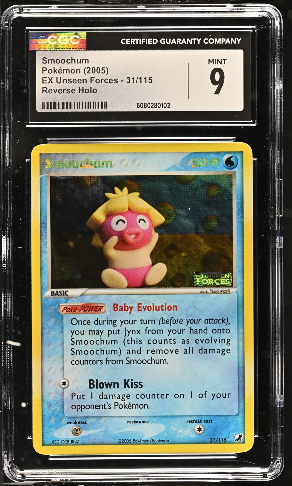Smoochum Reverse Holo Ex Unseen Forces 31/115 CGC 9