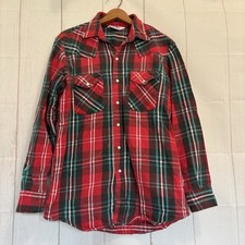 Vintage Five Brother Dakota Plaid Heavy Flannel Mens Large Button Up Red Black