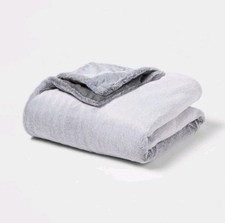 Threshold Soft Faux Fur End Of Bed Throw Light Gray 55" X 80"