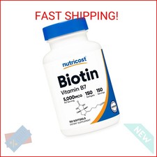 Nutricost Biotin 5,000mcg 150 Softgels - Vitamin B7 - Gluten Free, Non-GMO