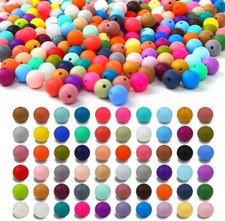 300pcs Silicone Beads 12mm 60 Colors Bulk Kit for DIY Keychain Jewelry Making