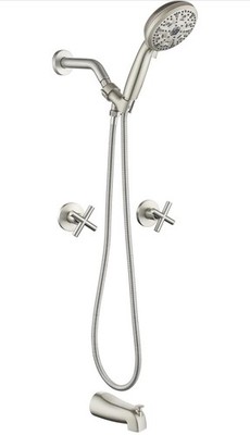 2 Handles Tub Shower Faucet Set with 10 Spray Handheld and Shower Trim Kit