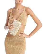 Cult Gaia Eos Box Clutch Women's One Size Ivory Embellished Clasp Closure