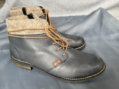 Remonte Ankle Boots Womens 39 Gray Lace Up Side Zip Leather Faux Fur Cuff