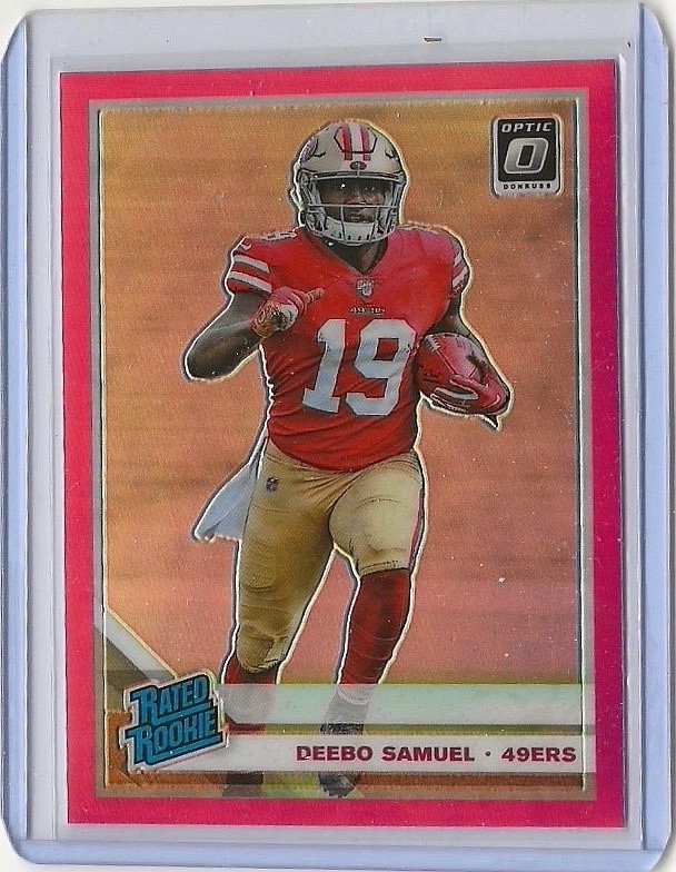 DEEBO SAMUEL 2019  OPTIC RATED ROOKIE CARD PINK PRIZMS  RC! 49ERS Commanders