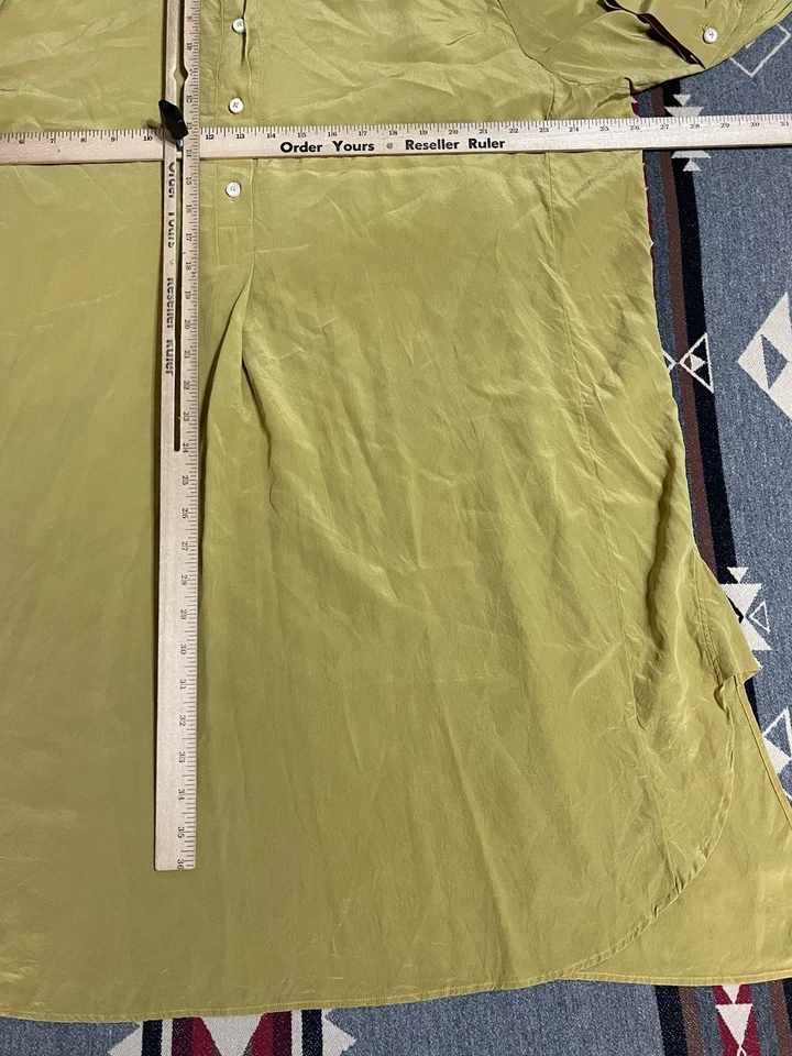 Maison Martin Margiela Line 4 Mustard Yellow 100% Silk Long Shirt Dress IT 38 47 - Image 4 of 4