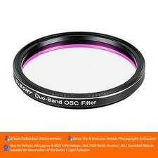 SVBONY SV220 Ha OIII 7nm Duo-Band Nebula Filter 2" Bortle 7 M8 M20 NGC7000 M27