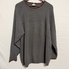 Columbia Sweater Men's XL Solid Gray Knit Pullover Long Sleeve Cotton