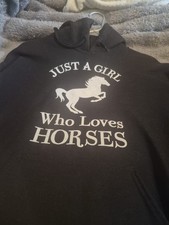 HORSE GIRL SET OF 2 Sweatshirts Size MEDIUM Women's Black And Purple