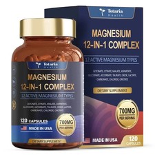 Totaria Magnesium 12-in-1 Complex 700mg, Sleep, Muscle  Energy Support