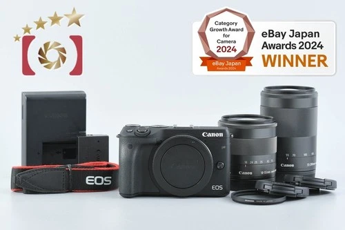 Canon EOS M3 Black 24.2 MP Digital Camera EF-M 15-45 55-200 Lenses [Near Mint]