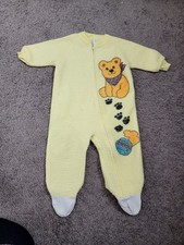 Vintage 70s Dr. Denton Blanket Sleeper Yellow zip Footie pajamas 6-12 mo