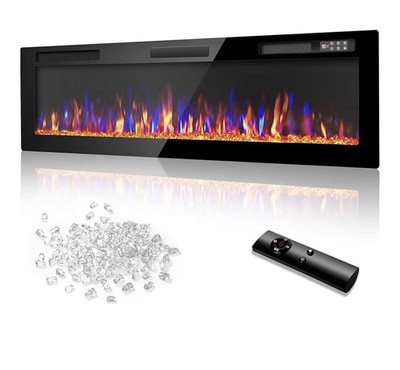  72-Inch Ultra Thin Electric Fireplace   Wall Mounted Linear Heater w/ Remote 