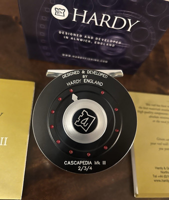 Hardy Cascapedia Mk III Fliegenrolle 2/3/4 Schwarz Silber Aluminium HRECA3005