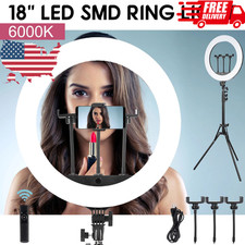 18" LED Selfie Ring Light with Tripod Phone Holder Stand For Makeup Live Stream