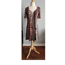 Show Me Your MuMu Small Knee Length Bohemian Dress Lace Up Red Black