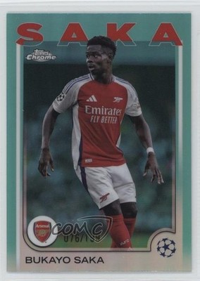 2024-25 Topps Chrome UEFA Club Competitions Aqua Refractor /199 Bukayo Saka 1g37