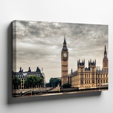 Panoramic View Of The Iconic Big Ben Clock Tower In London Wall Art Canvas Print
