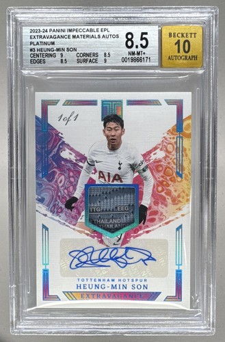 Heung-Min Son 2023 Panini Impeccable Platinum Patch Auto 1/1 BGS 8.5/10