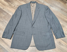 Brooks Brothers 44R Men's Blazer Suit Jacket Grey Windowpane 100% Wool USA Made