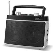Portable AM FM Bluetooth Radio with 5W True Stereo Sound, Portable Radio with...