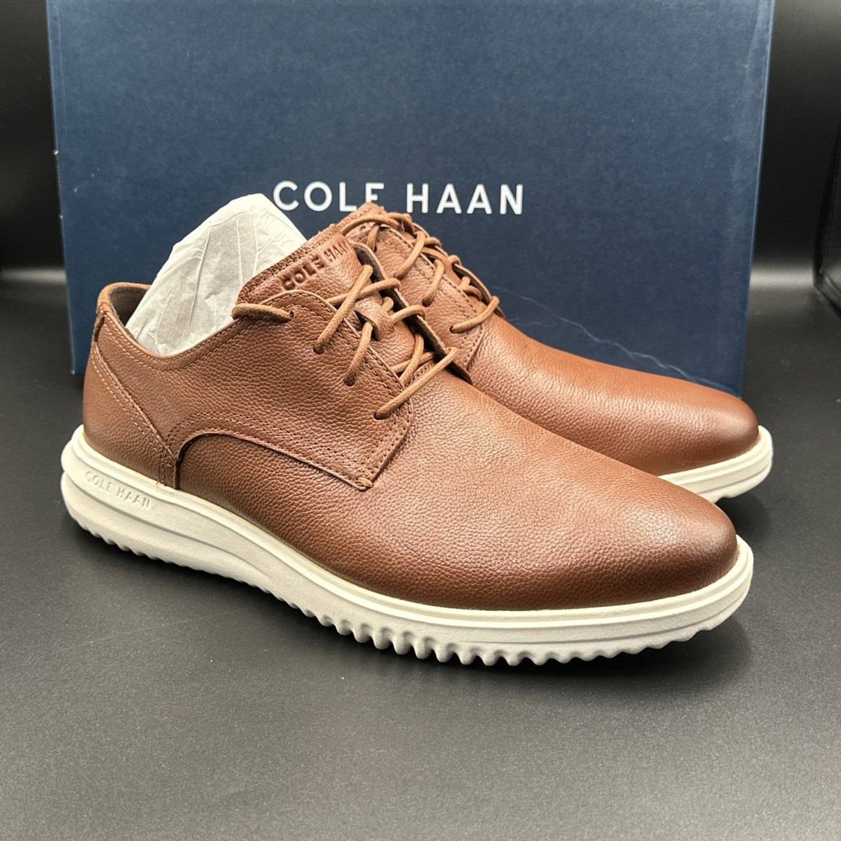 Cole Haan Grand+ Plain Toe Oxford Shoes Mens Size 8.5 British Tan Leather C36935 Cole Haan Grand Plain Toe Oxford C36935 British Tan Tumbled  main image 4