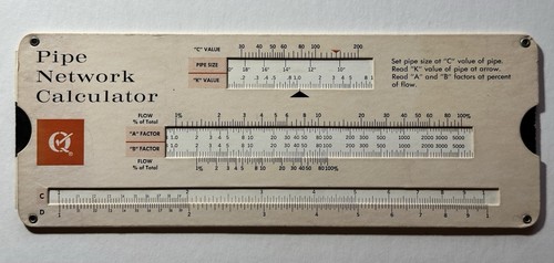 CIPRA Friction Loss & Pipe Network CALCULATOR Cast Iron Pipe Research 1966