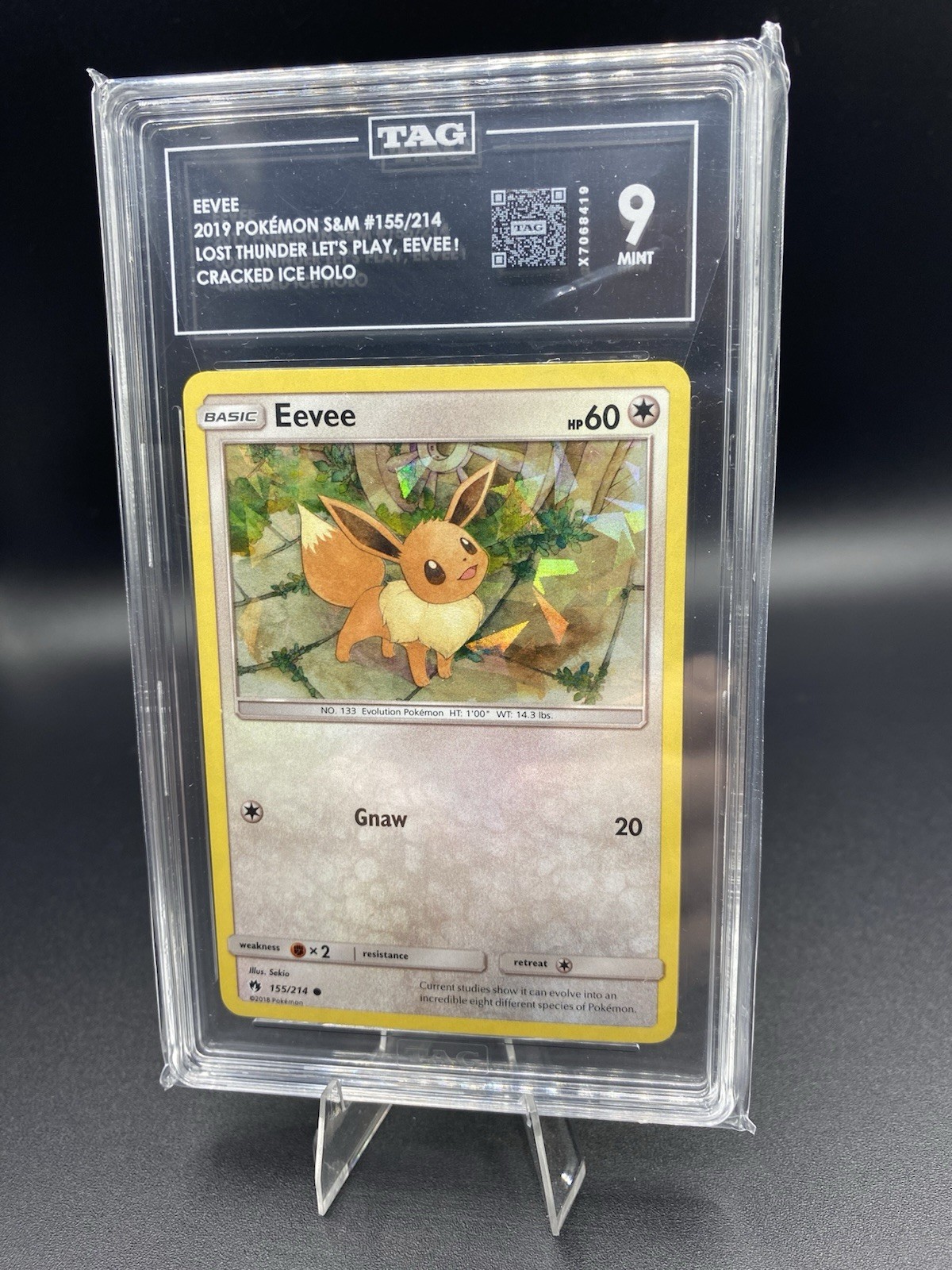 Pokemon Lost Thunder Eevee Holo Cracked Ice 155/214 TAG 9