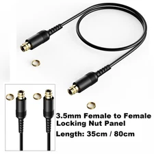 3.5mm Aux Female to Female Locking Nut Panel Mount Stereo Cable Headphone Audio