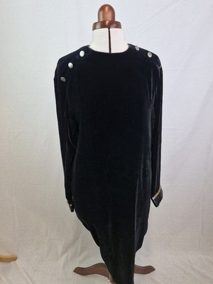 Albert Nipon Black Velvet Dress Rayon / Silk Mix Size 10 (UK)
