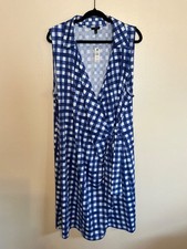NWT talbots women’s size 3X blue white sleeveless wrap style tie waist Dress