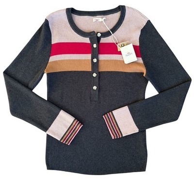 FAHERTY Mikki Henley Throwback Striped Cotton / Cashmere Knit Top Size XL NWT