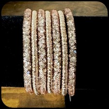 Image of Rose Gold Tone Crystal Mesh Wrap Bracelet Magnetic Closure NWT
