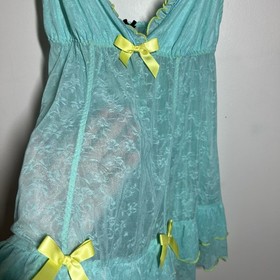 NWT &lsquo;10 Victoria&rsquo;s Secret Sexy Little Things Lace Babydoll Camisole Bows Teal