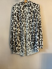 H&M Lovely Grey Leopard Print Soft Mid Length Cardigan - Size Large 