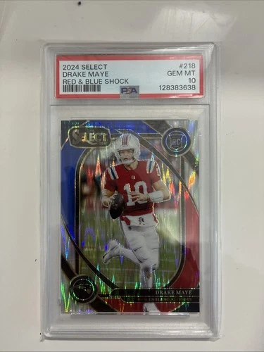 2024 Panini Select Drake Maye #218 Red & Blue Shock Prizm (RC) PSA 10