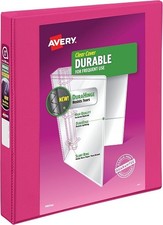 Avery Durable View 3 Ring Binder, 1 Inch Slant Rings, 1 Pink Binder 17830 
