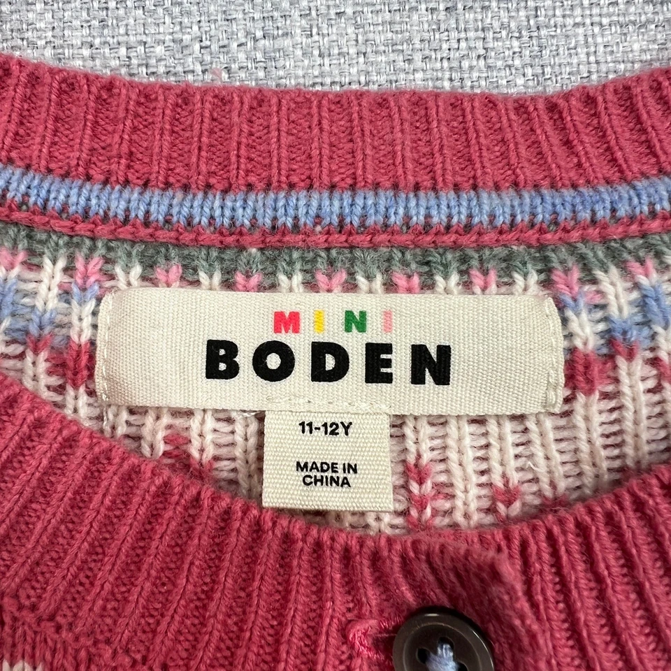 Мини Boden розовый Fair Isle кардиган шерсти смесь свитер девочек 11-12 лет Cottagecore - Изображение 3 из 4